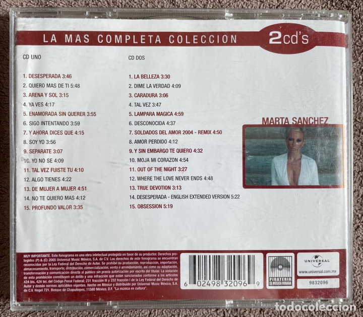 CDs de m&uacute;sica: Marta S&aacute;nchez - La M&aacute;s Completa Colecci&oacute;n 2 CDs Mexico - Foto 2