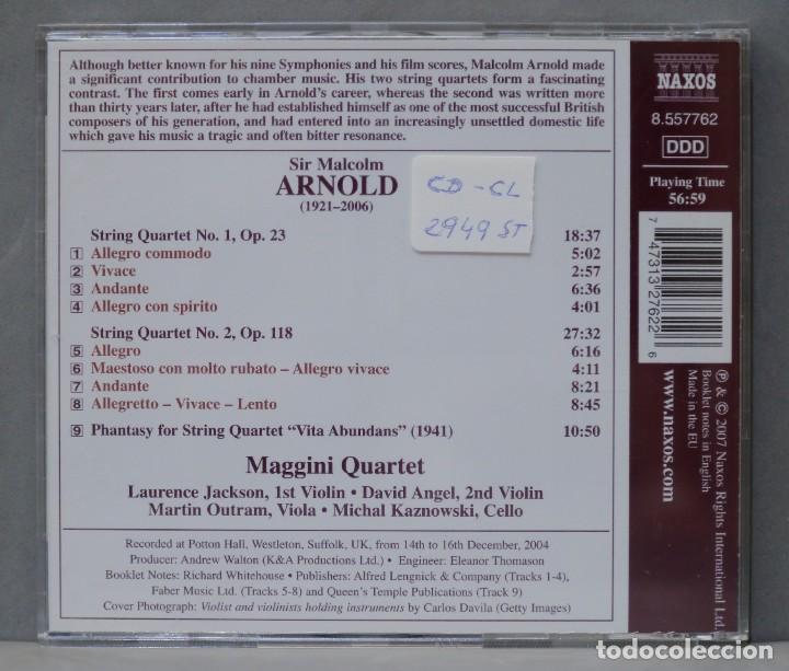 CDs de m&uacute;sica: CD. Sir Malcolm Arnold. Maggini Quartet. String Quartets Nos. 1 And 2. Phantasy For String Quart - Foto 2