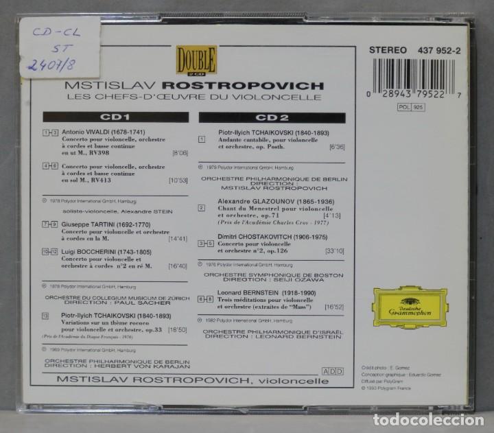 CDs de m&uacute;sica: 2 CD. ROSTROPOVICH. LES CHEFS-D&acute;OEUVRE DU VIOLONCELLE - Foto 2