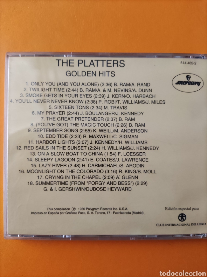 CDs de m&uacute;sica: CD THE PLATTERS- GOLDEN HITS - Foto 2