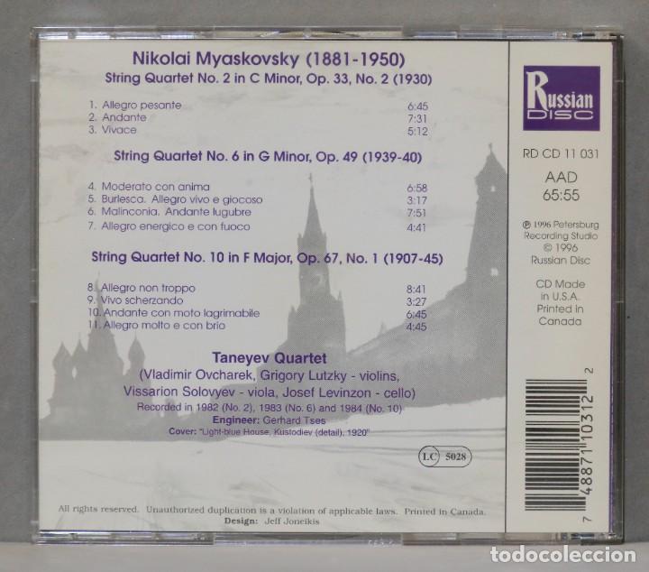 CDs de m&uacute;sica: CD. Myaskovsky. Taneyev Quartet. String Quartets Nos. 2 & 6 & 10 - Foto 2