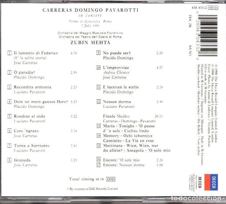 CDs de Música: Carreras*, Domingo*, Pavarotti*, Mehta* – In Concert - Foto 2 - 286401608
