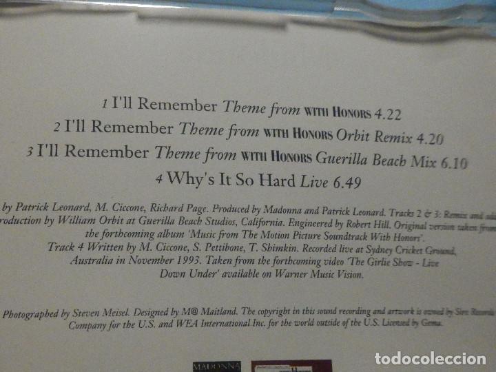 CDs de m&uacute;sica: Cd - 4 temas - Madona I&acute;ll Remember - 1994 - Cadena Ser - Foto 3