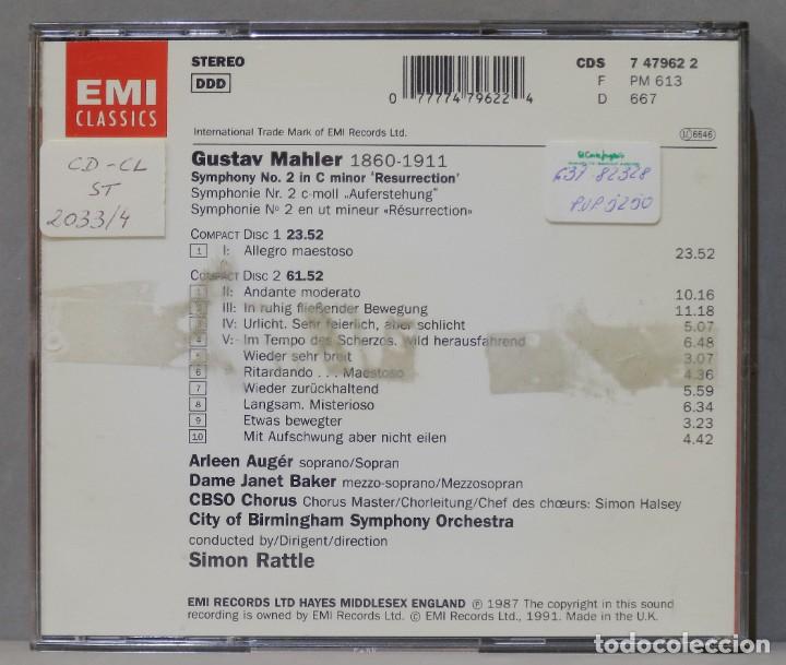CDs de m&uacute;sica: 2 CD. Rattle. Symphony No. 2. &rdquo;Resurrection&rdquo;. MAHLER - Foto 2