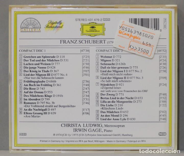 CDs de m&uacute;sica: 2 CD. Christa Ludwig. Irwin Gage. Schubert. Lieder - Foto 2