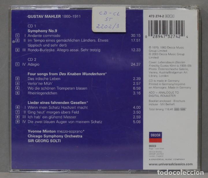 CDs de m&uacute;sica: 2 CD. Solti. Symphony No. 9. Lieder. MAHLER - Foto 2