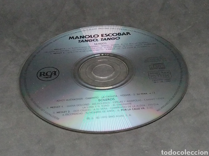 CDs de m&uacute;sica: MANOLO ESCOBAR - TANGO , TANGO , - CD - 1992 - DISCO VERIFICADO - Foto 6