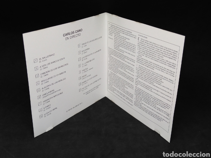 CDs de m&uacute;sica: CARLOS CANO - DIRECTO - CD - 1990 - DISCO VERIFICADO - Foto 5