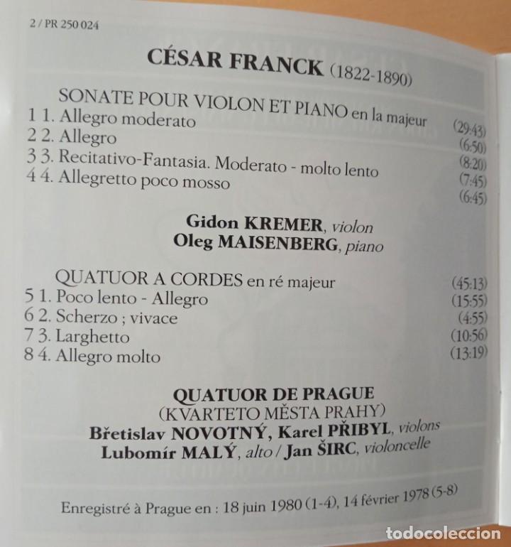 CDs de Música: CESAR FRANCK SONATA FOR VIOLIN AND PIANO KREMER MAISENBERG STRING QUARTET - Foto 5 - 289432463