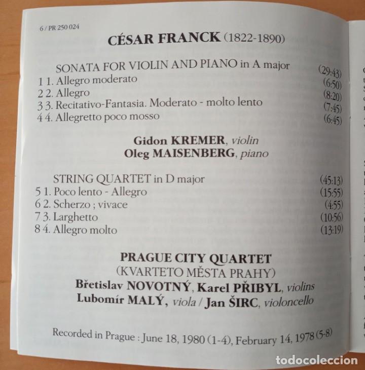 CDs de Música: CESAR FRANCK SONATA FOR VIOLIN AND PIANO KREMER MAISENBERG STRING QUARTET - Foto 7 - 289432463