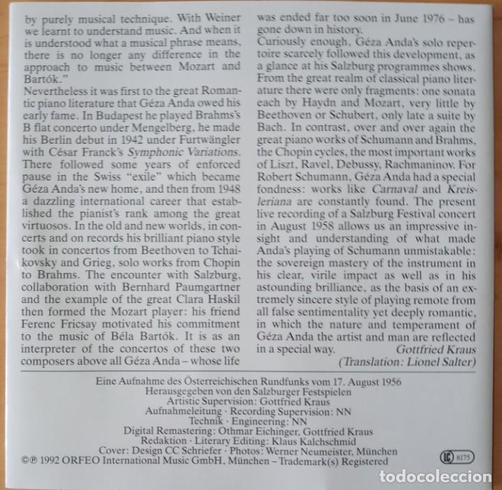 CDs de Música: ROBERT SCHUMANN GEZA ANDA SYMPHONISCHE ETUDEN OP.13 KREISLERIANA OP.16 CARNAVAL OP. 9 - Foto 7 - 289449958