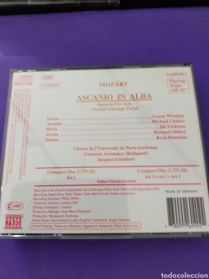 CDs de m&uacute;sica: ASCANIO IN ALBA OPERA CLASSICS MOZART 2 CD - Foto 2