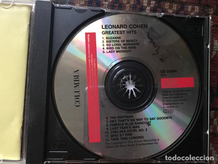 CDs de m&uacute;sica: Leonard Cohen. Greatest hits - Foto 2