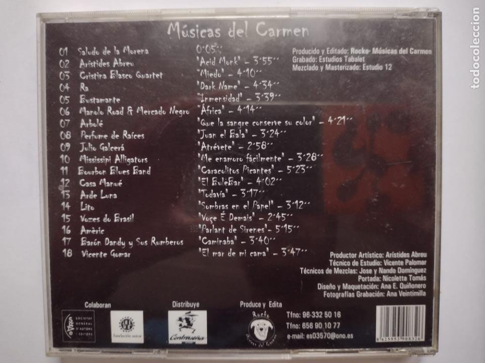 CDs de Música: MÚSICAS DEL CARMEN - VALENCIA, 2000 - CD ALBUM - 18 TRACKS - EDITA: ROCKO - AÑO 2000 - Foto 2 - 291316203