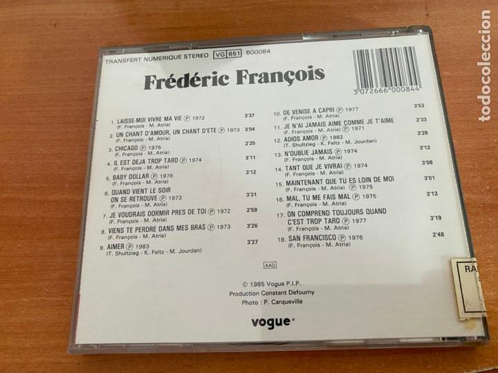 CDs de m&uacute;sica: FREDERIC FRAN&Ccedil;OIS CD 18 TRACK (CDIB20) - Foto 3