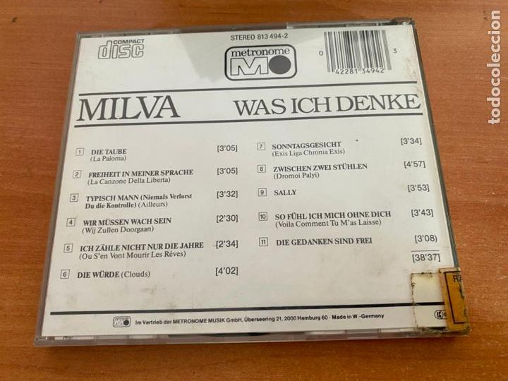 CDs de m&uacute;sica: MILVA (WAS ICH DENKE) CD 11 TRACK (CDIB20) - Foto 3