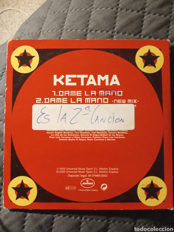 CDs de m&uacute;sica: Cd SINGLE KETAMA &rdquo;DAME LA MANO&rdquo; - Foto 2