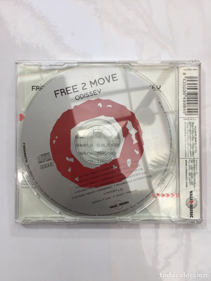 CDs de m&uacute;sica: CD SINGLE FREE 2 MOVE - ODISSEY. Cd como nuevo - Foto 2