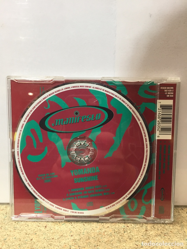 CDs de m&uacute;sica: CD SINGLE YOMANDA SUNSHINE, INCLUDES HI GATE REMIX & &ldquo;SYNTH & STRINGS&rdquo;. CD como nuevo - Foto 2