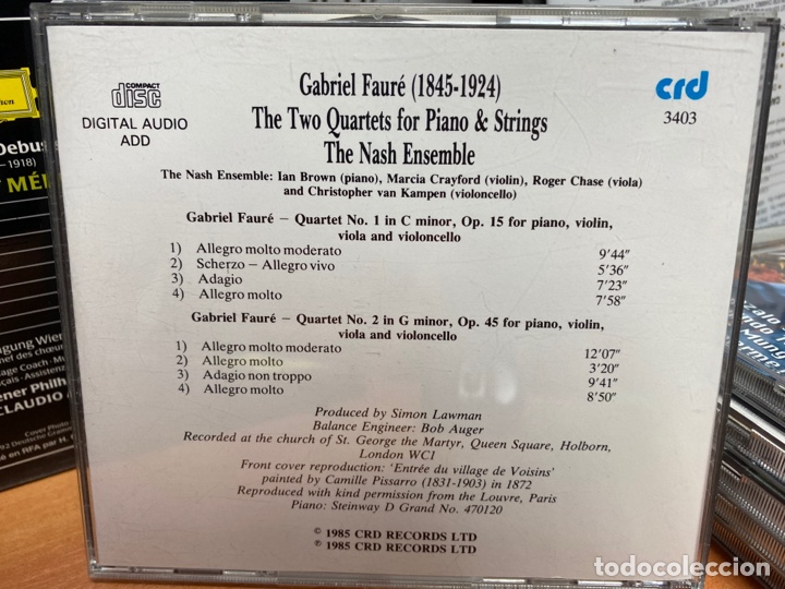 CDs de m&uacute;sica: Faur&eacute; - The Nash Ensemble - The Two Quartets For Piano & Strings (CD) - Foto 2
