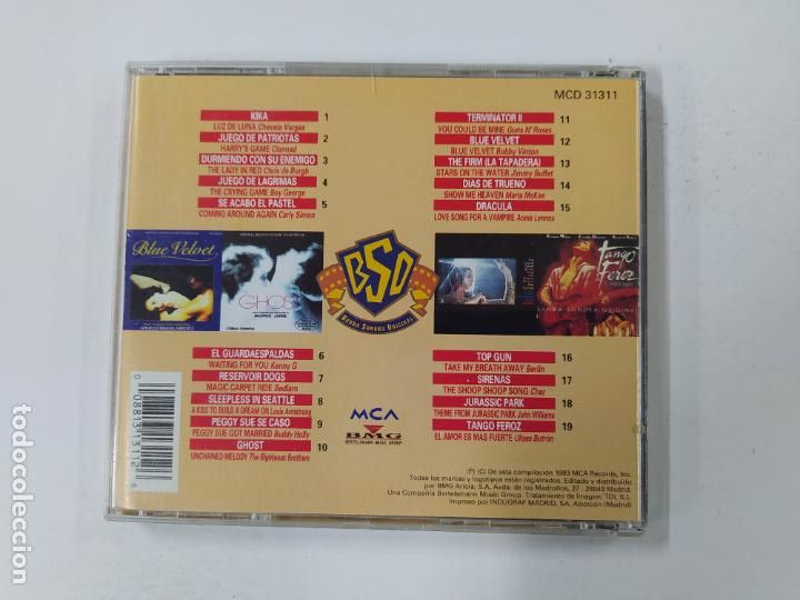 CDs de m&uacute;sica: BANDA SONORA ORIGINAL. 19 EXITOS DE CINE EN VERSION ORIGINAL. CD. TDKCD143 - Foto 2