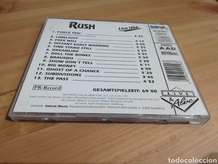 CDs de m&uacute;sica: RUSH. LIVE USA (CD) - Foto 3