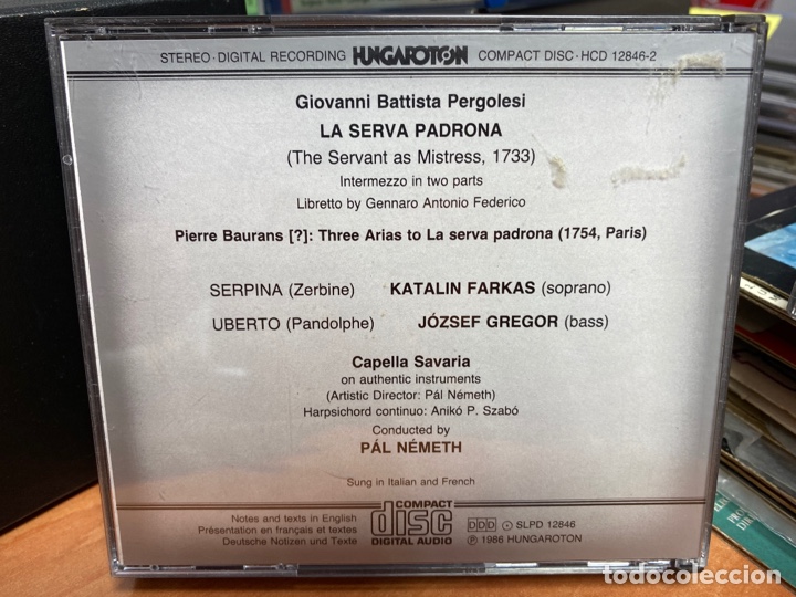 CDs de m&uacute;sica: Pergolesi - P&aacute;l N&eacute;meth - La Serva Padrona (CD) - Foto 2