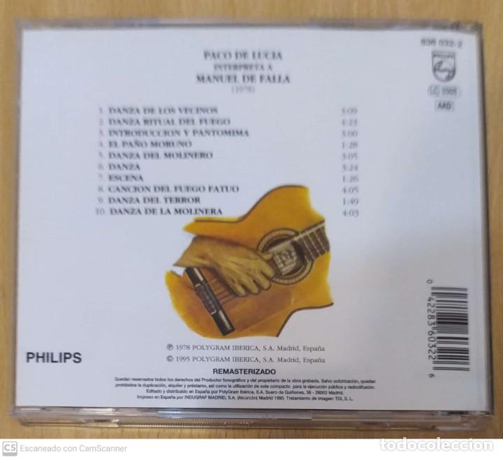 CDs de m&uacute;sica: PACO DE LUCIA (INTERPRETA A MANUEL DE FALLA) CD 1995 - Foto 2