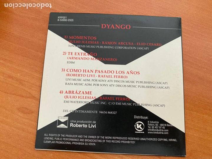 CDs de m&uacute;sica: DYANGO (INTIMAMENTE) CD PROMO 4 TRACK (CDIM3) - Foto 2