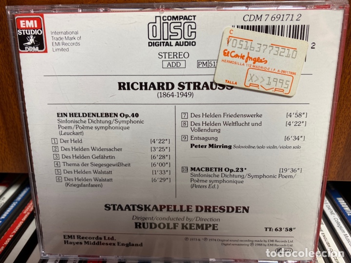 CDs de m&uacute;sica: Richard Strauss - Rudolf Kempe - Ein Heldenleben / Macbeth (CD) - Foto 2
