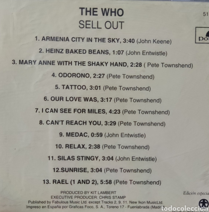 CDs de m&uacute;sica: CD- THE WHO SELL OUT- LOS 60 DE LOS 60 - Foto 2