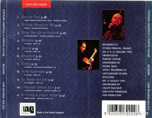 CDs de m&uacute;sica: Stephane Grappelli & Martin Taylor - R&eacute;union - CD - Foto 2