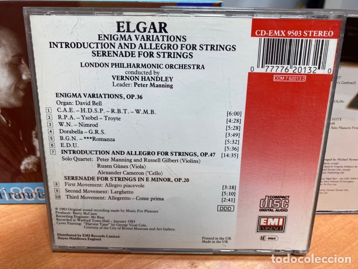 CDs de m&uacute;sica: Elgar - Vernon Handley - Enigma Variations (CD) - Foto 2