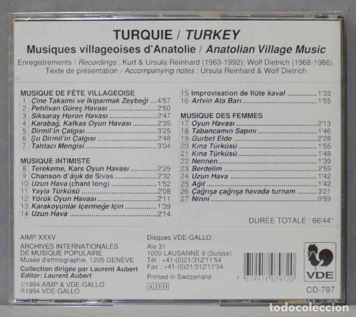 CDs de Música: CD. Turquie. Turkey. Musiques Villageoises dAnatolie. Anatolian Village Music - Foto 2 - 300451988