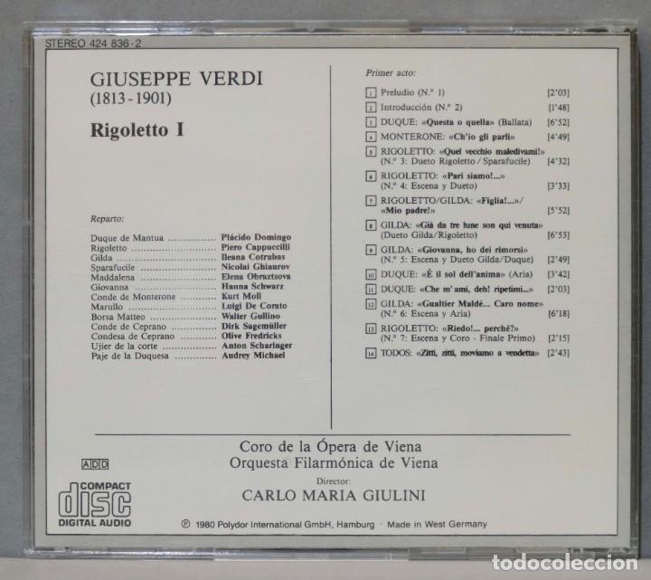 CDs de m&uacute;sica: 2 CD RIGOLETTO. VERDI. GIULINI I Y II - Foto 2