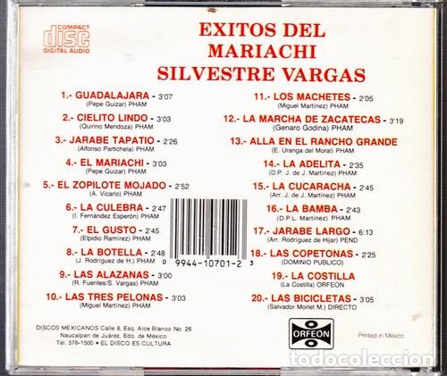 CDs de m&uacute;sica: Mariachi Silvestre Vargas. 20 Exitos - Foto 2