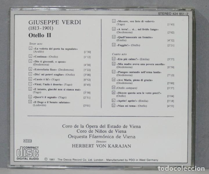 CDs de m&uacute;sica: CD. OTELLO II. VERDI. KARAJAN - Foto 2