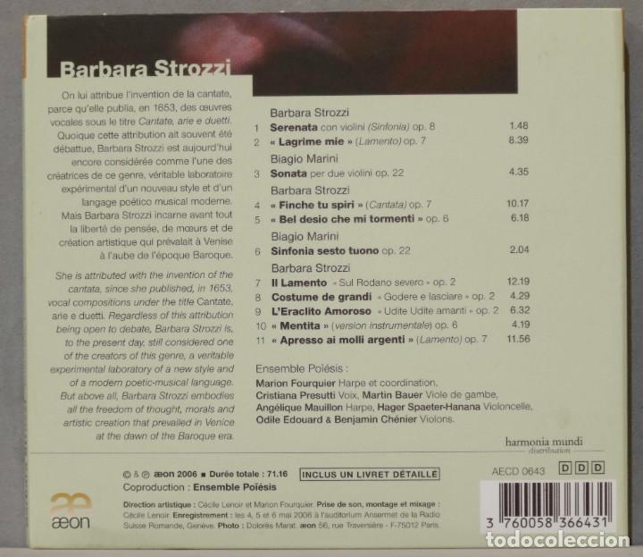 CDs de m&uacute;sica: CD. Barbara Strozzi. Ensemble Poiesis. Barbara Strozzi (1619-1677) - Foto 2