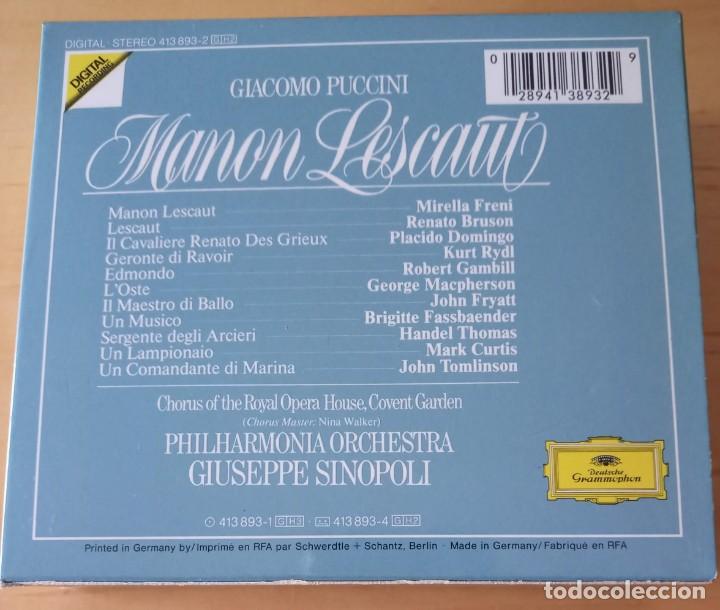 CDs de Música: PUCCINI MANON LESCAUT FRENI DOMINGO PHILARMONIA ORCHESTRA GIUSEPPE SINOPOLI - Foto 2 - 303043633