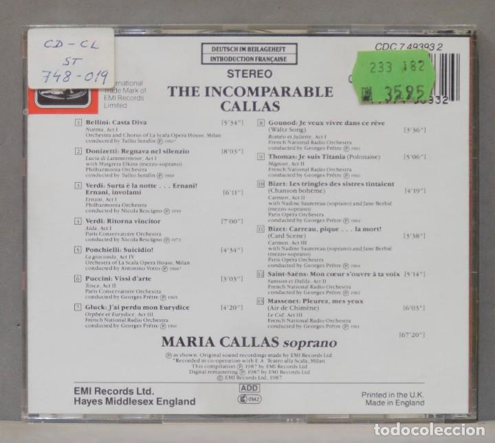 CDs de Música: CD. Maria Callas. The Incomparable Callas. Favourite Arias - Foto 2 - 303441603