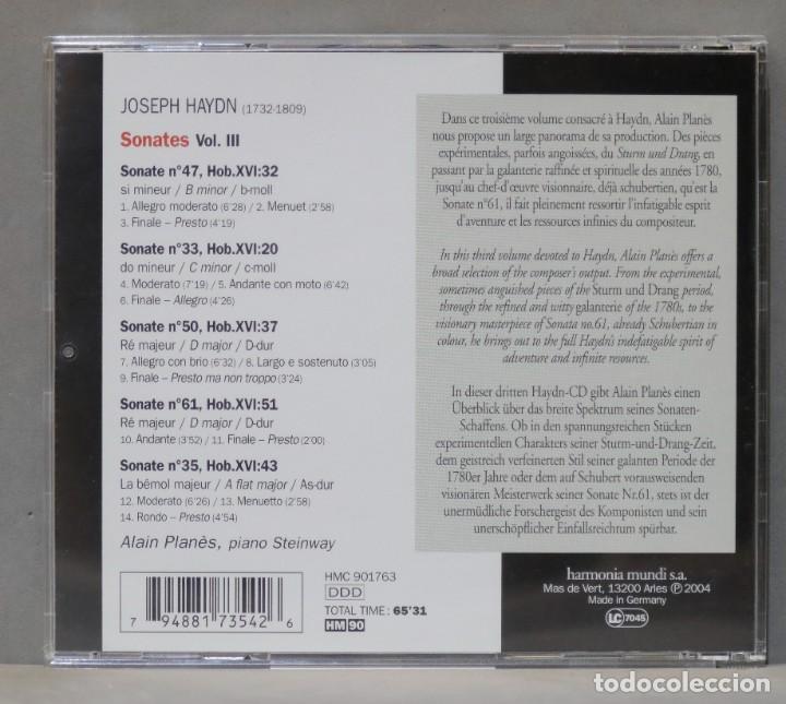 CDs de m&uacute;sica: CD. Joseph Haydn. Alain Plan&egrave;s. Sonates Vol. 3 - Foto 2