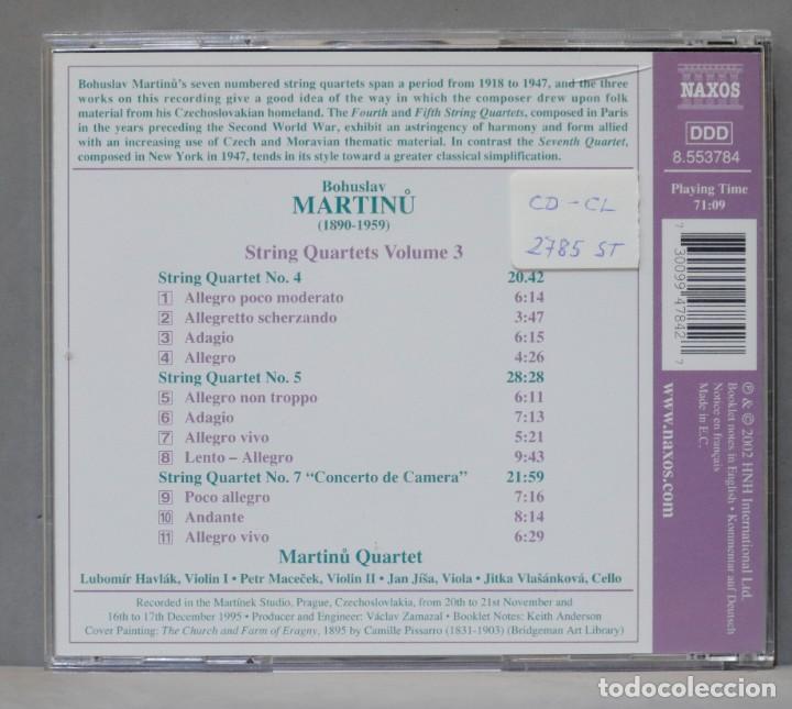 CDs de m&uacute;sica: CD. Martinů. Martinů Quartet &ndash; String Quartets Nos. 4, 5 And 7 - Foto 2