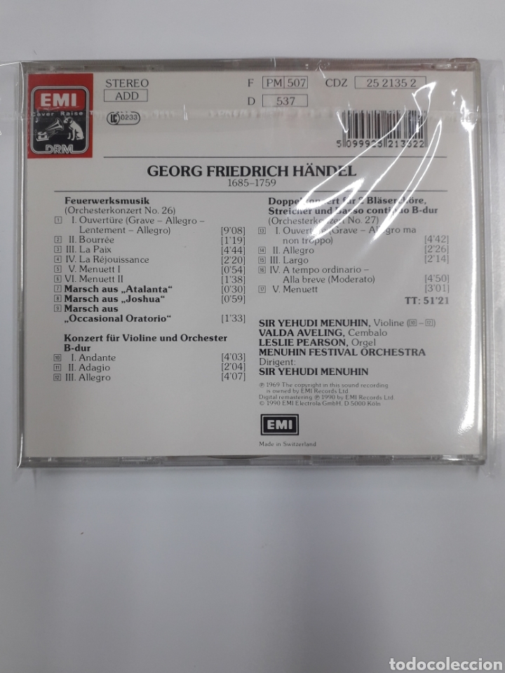 CDs de m&uacute;sica: HANDEL. Feuerwerksmusik. - Foto 2