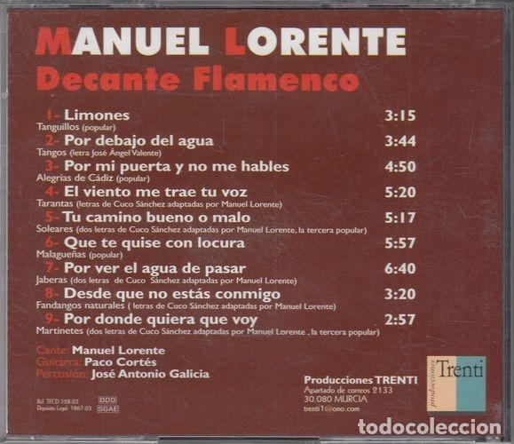 CDs de m&uacute;sica: MANUEL LORENTE - DECANTE FLAMENCO - CD - C - 1# - Foto 2