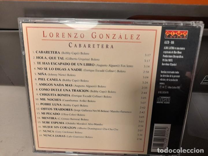 CDs de m&uacute;sica: CD LORENZO GONZALES : CABARETERA Y OTROS EXITOS ( 18 CANCIONES ) - Foto 2