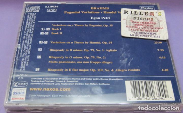 CDs de m&uacute;sica: Brahms - Paganini Variations / Handel Variations - Egon Petri - CD Naxos - Foto 2
