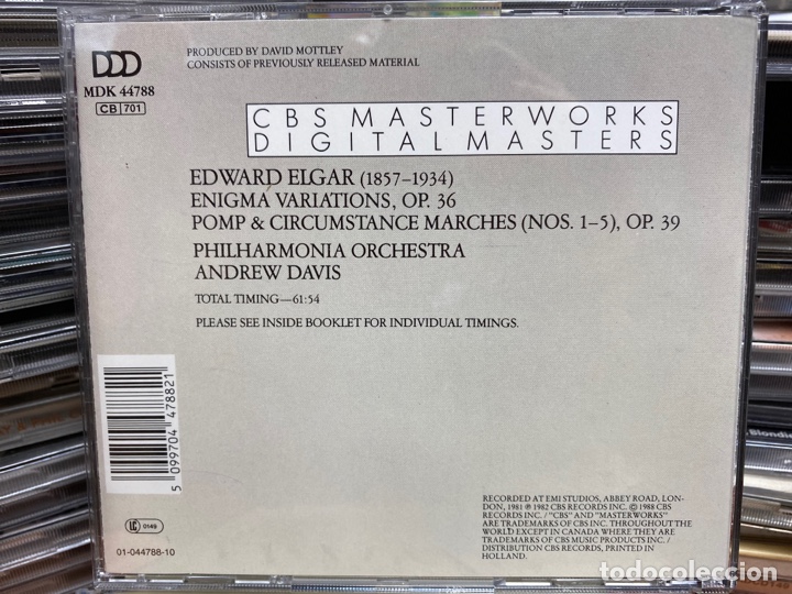 CDs de m&uacute;sica: Elgar - Andrew Davis - Enigma Variations (CD, Album) - Foto 2