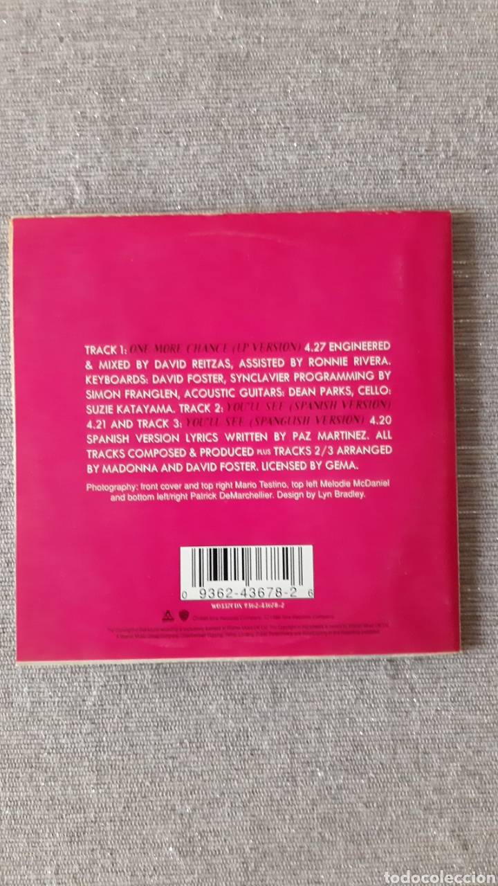 CDs de m&uacute;sica: CD SINGLE &rdquo;ONE MORE CHANCE&rdquo; MADONNA - Foto 6