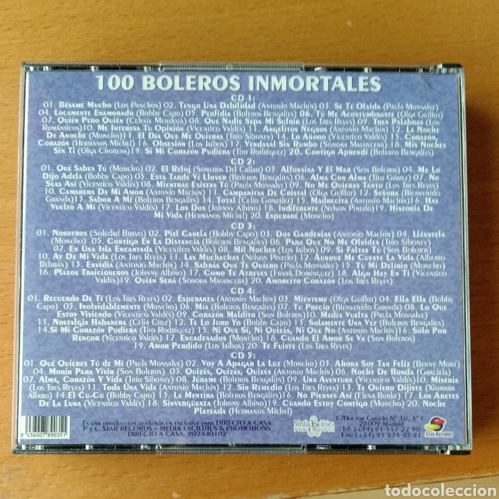 CDs de m&uacute;sica: 100 boleros inmortales 5 CDs - Foto 2
