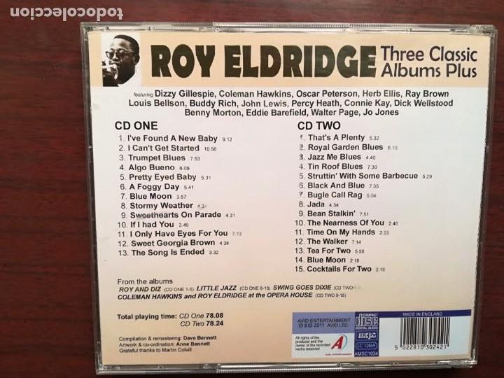 CDs de m&uacute;sica: Roy Eldridge. Three classic albums. 2 cd&acute;s - Foto 2